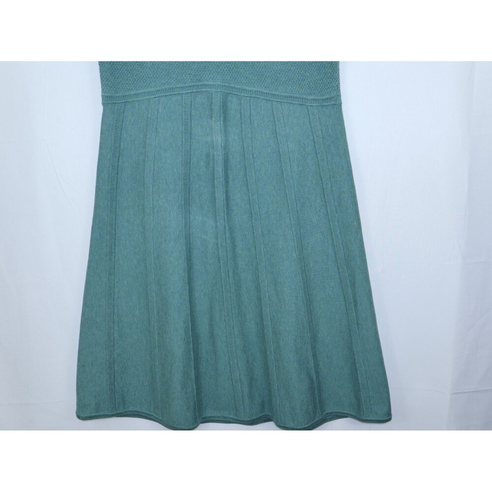 Peruvian Connection Teal Knit Sleeveless Sweater Dress Textured midi A line sz M - Picture 3 of 8